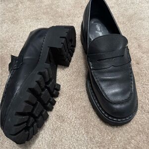 Free People Black Chunky Sole Loafers